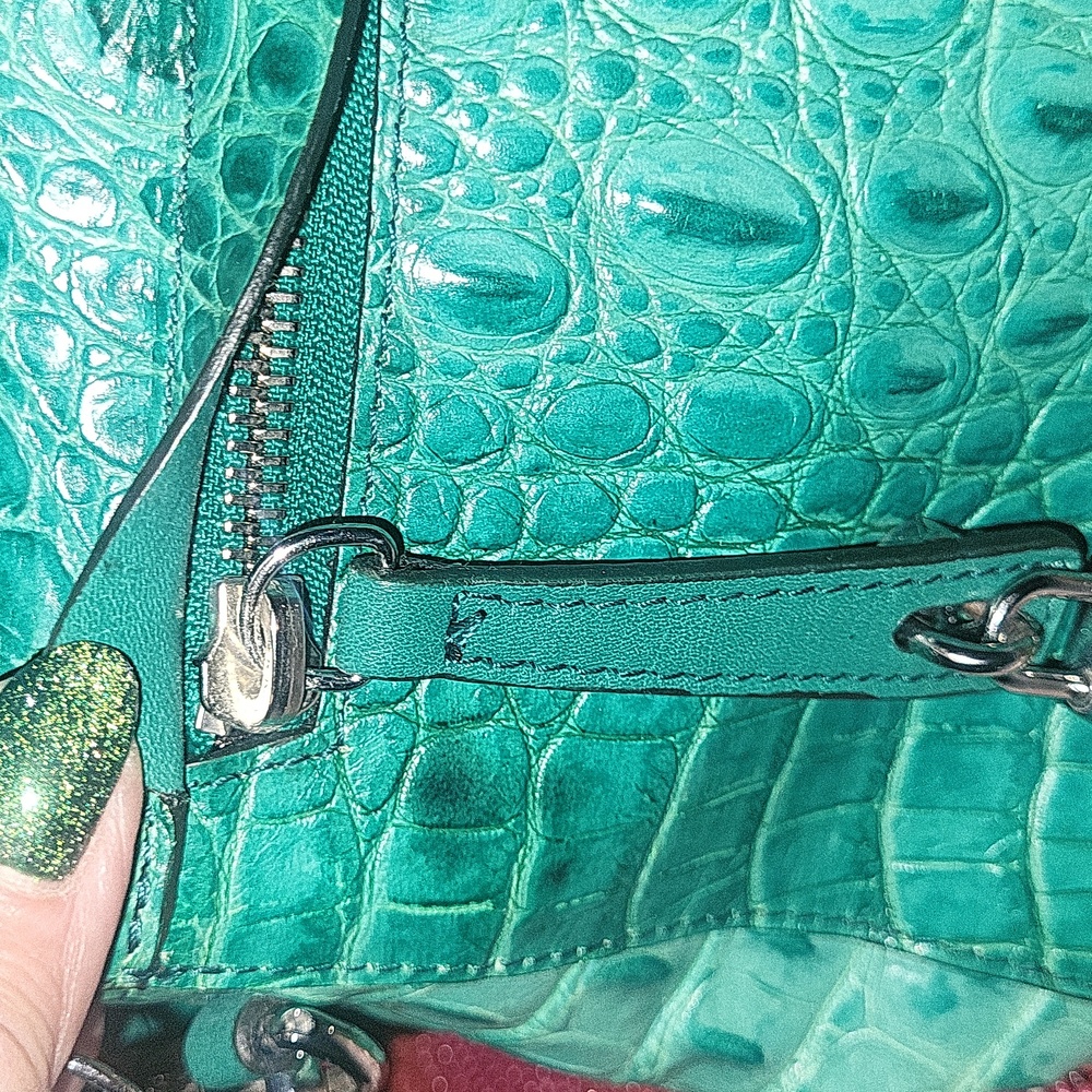 FURLA  Green Crocodile Embossed Leather Cross Body - Picture 3 of 8